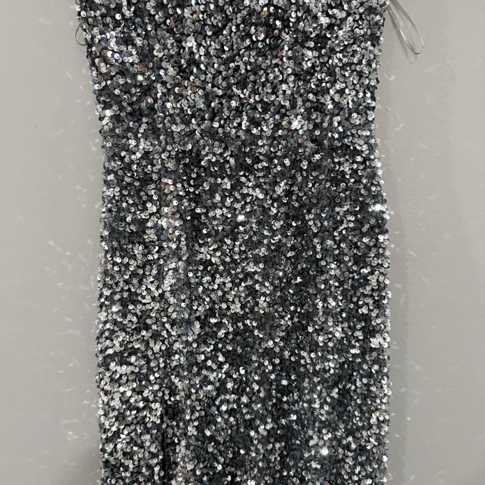 Helsi Dress Lola Strapless Column Maxi in Silver Sequins